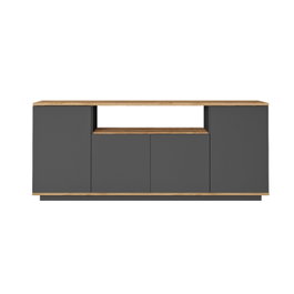Hanah Home Consola FR15-AA Pino Atlántico y Antracita, Tablero de Partículas Recubierto de Melamina, 180x75x44.5cm